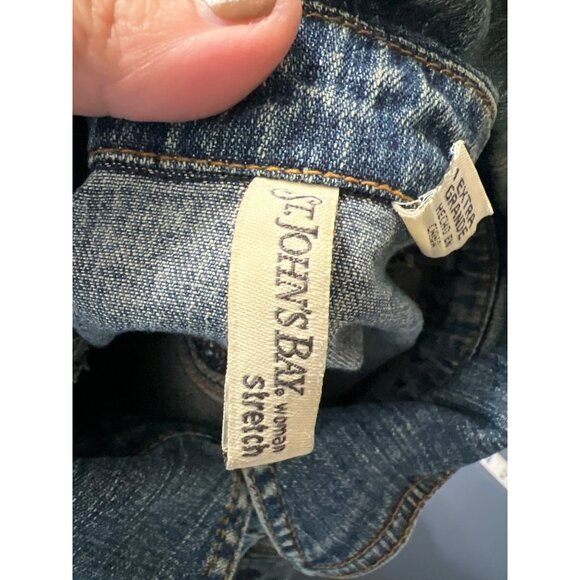 Bay Womens Denim Jacket 1X Stretch Blue Western Cowgirl Rodeo - Picture 5 of 9